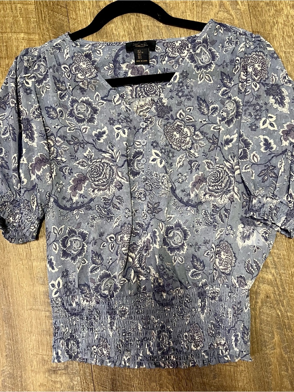 RACHEL Rachel Roy Short Sleeve Floral Top — Light Blue
